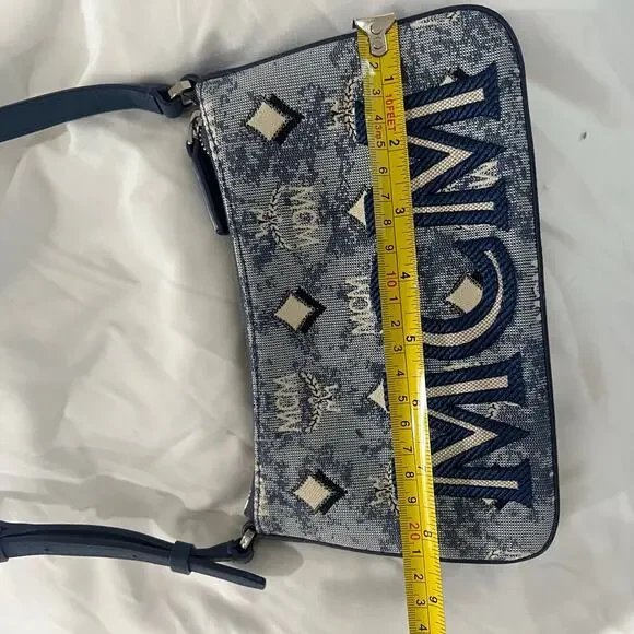 MCM Monogram Blue Canvas Adjustable Shoulder Bag - Picture 4 of 10